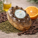 Jabón de té verde, café y estropajo
